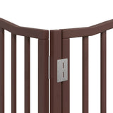 Dog Gate with Door Foldable 10 Panels Brown 800 cm Poplar Wood 3155635