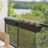 ZNTS Planters with hooks 2 pcs Black Poly Rattan 366404