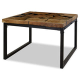 Coffee Table Black and Brown Real teak with black resin, Steel 244552