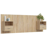 Bed Headboard with Cabinets Sonoma Oak Engineered Wood 3115694