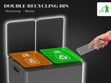 56L Dual Compartment Stainless Steel Bin, with Deodoriser Holders - Black T3398P424964