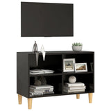 TV Cabinet with Solid Wood Legs Black 69.5x30x50 cm 805924