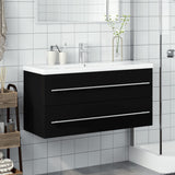 Bathroom Sink Cabinet with Built-in Basin Black 3278795