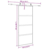 Sliding Door with Hardware Set Black 90x205 cm Tempered Glass 3375890
