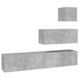 4 Piece TV Cabinet Set Concrete Grey Engineered Wood 3114649