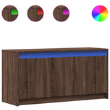 TV Cabinet with LED Brown Oak 100x34x50 cm Engineered Wood 852214