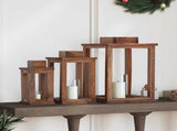 Lantern 3 pcs Natural Mahogany Wood 42012367