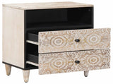 Bed cabinet with Drawer White 50 x 33 x 60 cm Solid Mango Wood 4018378