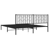 Metal Bed Frame without Mattress with Headboard Black 183x213cm 374442
