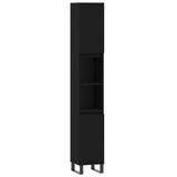 Bathroom Cabinet Black 30x30x190 cm Engineered Wood 831541
