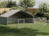Outdoor Dog Kennel with Run 5x3x1.9 m Galvanised Steel 3329243