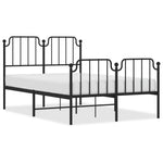 ZNTS Metal Bed Frame with Headboard and Footboard Black 120x190 cm Small Double 373902