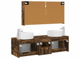 Bathroom Cabinet Set 4 pcs Smoked Oak Engineered Wood 3406547
