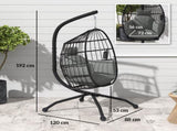 Hanging Egg Chair Outdoor Indoor Swing Chair with Folding Basket and Thickened Cushion, T3398P314152