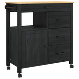Kitchen Trolley MONZA Black 84 x 40 x 88.5 cm Solid Pine Wood 42027041