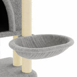 Cat Tree with Sisal Scratching Posts Light Grey 180 cm 172032