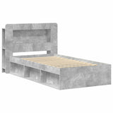 Bed Frame with Storage with Headboard Concrete Grey 90 x 200 cm 3433456