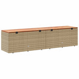 Garden Storage Box Beige 220x50x54 cm Poly Rattan Acacia Wood 365960