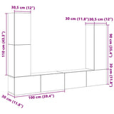 4 Piece TV Cabinet Set Wall-mounted Artisan Oak Engineered Wood 3329218