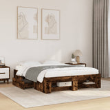 Bed Frame without Mattress Smoked Oak 140x190 cm Engineered Wood 3295503