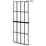 ZNTS Walk-in Shower Wall with Shelf Black 80x195 cm ESG Glass&Aluminium 3185443