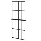 ZNTS Walk-in Shower Wall with Shelf Black 80x195 cm ESG Glass&Aluminium 3185443