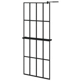 Walk-in Shower Wall with Shelf Black 80x195 cm ESG Glass&Aluminium 3185443