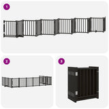 Dog Gate with Door Foldable 12 Panels Black 600 cm Poplar Wood 3155710