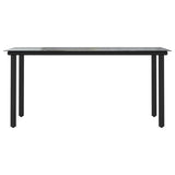 Garden Dining Table Black 160x80x74cm Steel and Tempered Glass 319283