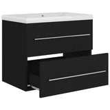 Sink Cabinet with Built-in Basin Black Engineered Wood 3099042