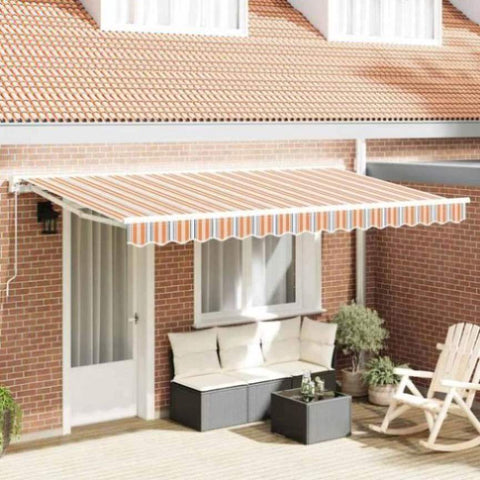 Retractable Awning Manual Multicolour Stripe 400x200 cm Fabric 3329841