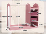 Kids Clothes Rail with Storage Shelf, Boxes, Mirror for Bedroom, Nursery, Pink T3398P347990