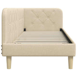 Corner Bed Frame with Headboard Cream 80 x 200 cm Fabric 42016559