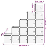 Storage Cube Organiser with 15 Cubes and Doors Black PP 340554