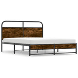 Bed Frame Without Mattress 150x200 cm Smoked Oak Engineered Wood 4100376