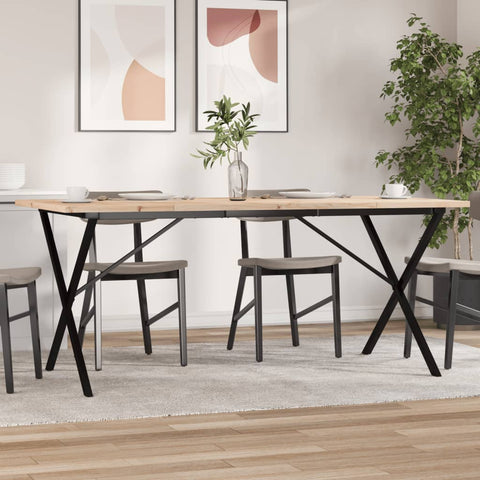 ZNTS Dining Table X-Frame 180x90x75.5 cm Solid Wood Pine and Steel 3282766