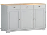 Sideboard with Rubberwood Top and Adjustable Shelves for Dining Room, Kitchen - Grey T3398P378034