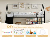 Stylish Metal Frame Loft Bed with Fun Slide & Safety Rails Space-Saving Design with Playful House W3987P506377