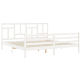 Bed Frame without Mattress White 200x200 cm Solid Wood 3194982