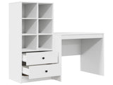 Desk with Drawer with Shelf with Storage 2 pcs White 3337345