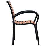 Garden Chair Set of 2 Black and Brown Steel and WPC Standard 312036