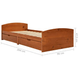 Bed Frame with 2 Drawers without Mattress Honey Brown 90x200 cm 322156