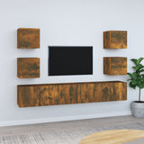 7 Piece TV Cabinet Set Smoked Oak Engineered Wood 3120242