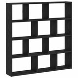 ZNTS Wall Cube Shelf 12 Compartments Black Engineered Wood 860005