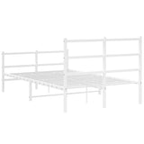 Metal Bed Frame without Mattress with Footboard White 120x190cm 355429