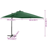 Cantilever Garden Parasol Green Polyester, Aluminium Large 312321