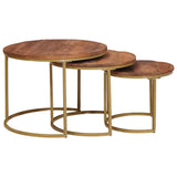 Nesting Coffee Tables 3 pcs Solid Mango Wood and Steel 4104637