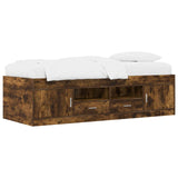 Bed Frame with Storage Smoked Oak 80 x 200 cm Engineered Wood 3429495
