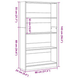 Bookcase White 80x24x143 cm Engineered Wood 857844