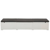 Sun Lounger with Black Cushion Poly Rattan White 317107